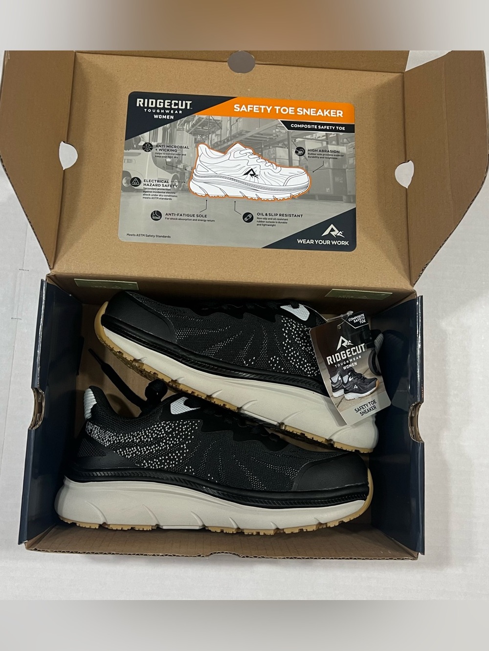 Women's Safety Toe Athletic Sneaker - Black/Cream